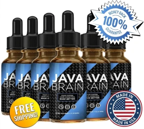 Java Brain Drops bottle shown with its product packaging